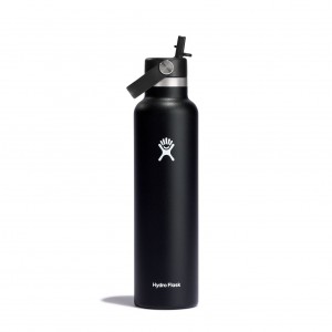 Black Hydro Flask 24 oz Standard Mouth with Flex Straw Cap | LFTSGOC-18