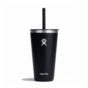 Black Hydro Flask 28 oz All Around™ Tumbler with Straw Lid | XAKNFRU-48