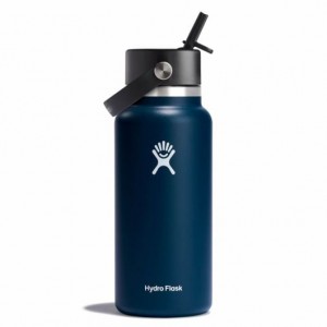 Indigo Hydro Flask 32 oz Wide Mouth with Flex Straw Cap | YRMIKOW-67