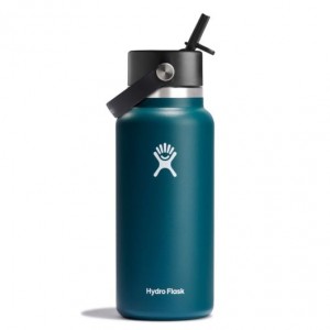 Jade Hydro Flask 32 oz Wide Mouth with Flex Straw Cap | STXZIFQ-42