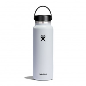 White Hydro Flask 20 oz Wide Mouth | XJIHUAV-74