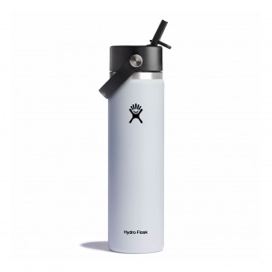 White Hydro Flask 24 oz Wide Mouth with Flex Straw Cap | ICANJHB-45