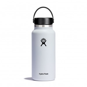 White Hydro Flask 32 oz Wide Mouth | ARTDJVL-28