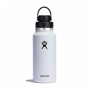 White Hydro Flask 32 oz Wide Mouth with Flex Chug Cap | DJTLAYQ-03