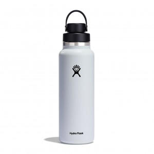 White Hydro Flask 40 oz Wide Mouth with Flex Chug Cap | KLIFDOA-49