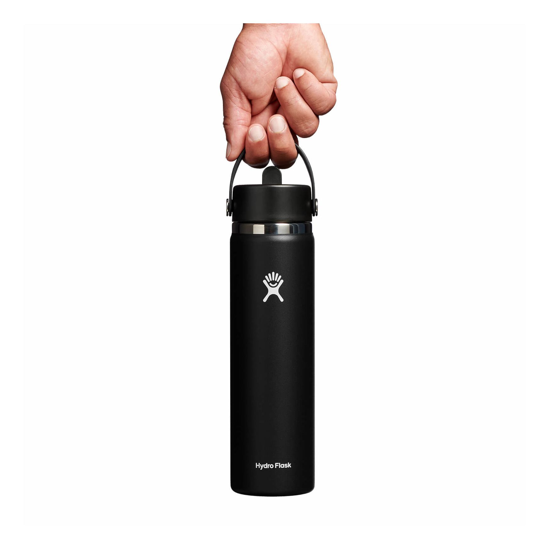 Black Hydro Flask 24 oz Wide Mouth with Flex Straw Cap | LDEJNIB-23