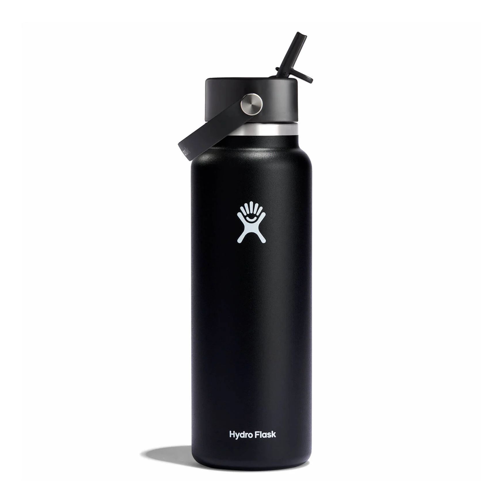 Black Hydro Flask 40 oz Wide Mouth with Flex Straw Cap | DSOQPVT-60