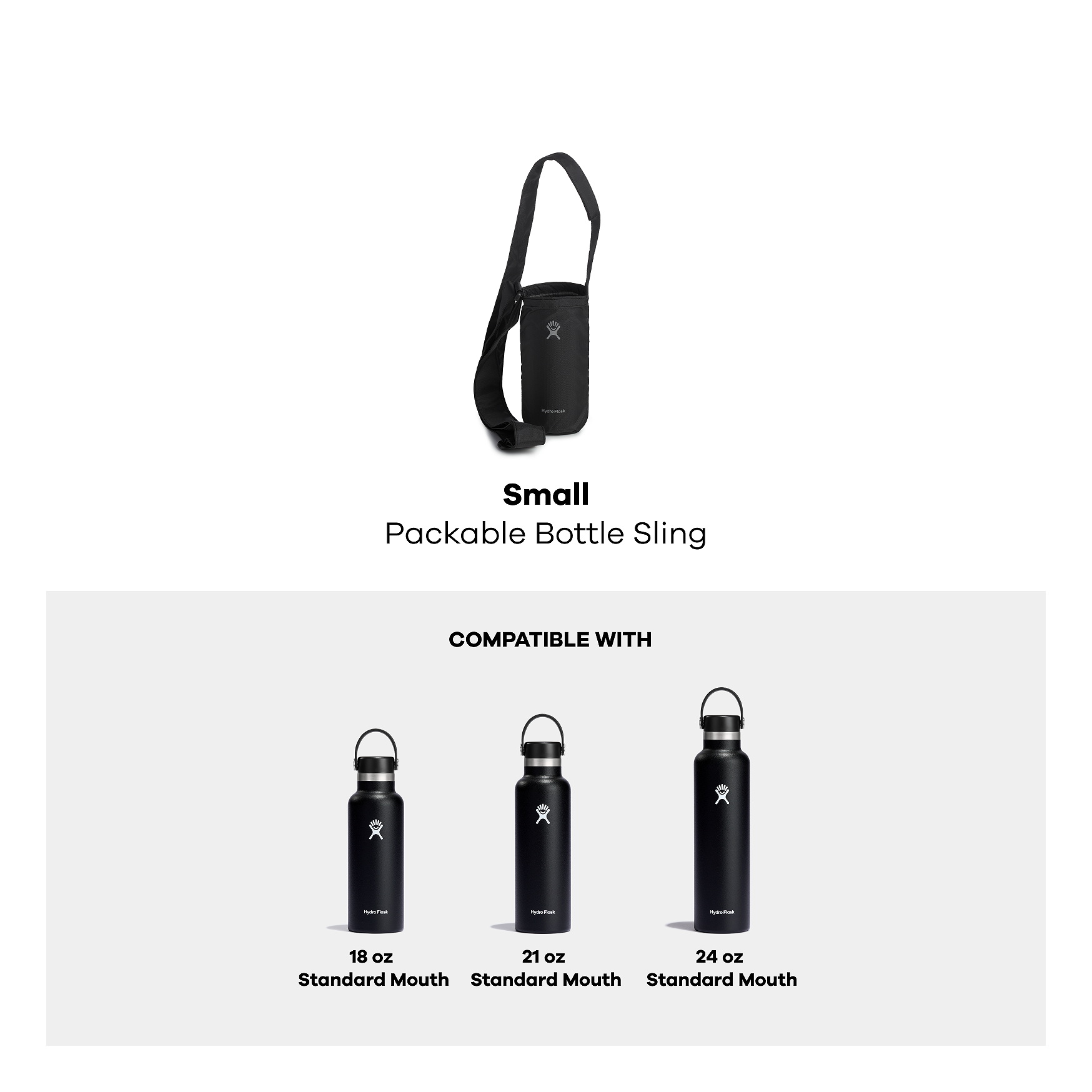 Black Hydro Flask Small Packable Bottle Sling | ENKVBLC-19