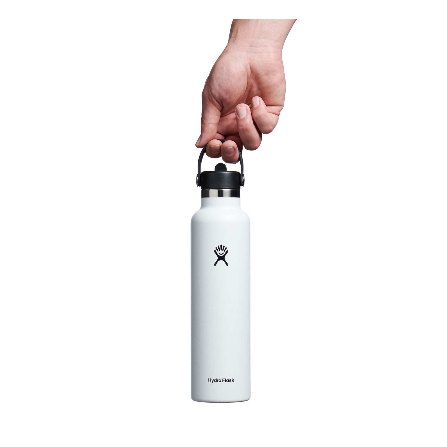 White Hydro Flask 24 oz Standard Mouth with Flex Straw Cap | MJLXCOR-83